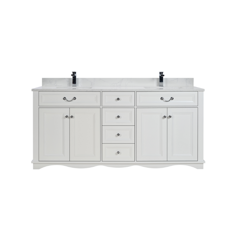 72 Inch White Double Sink Bathroom Vanity with 1" Artificial Stone Countertop – Legion Furniture WS2514-72-W