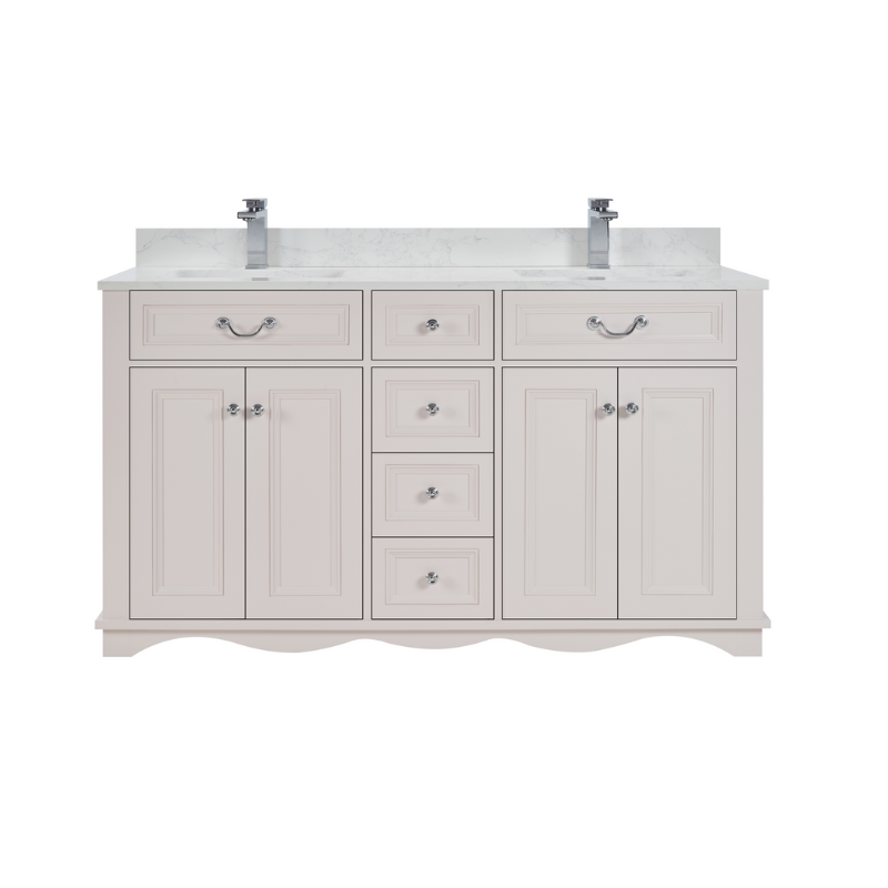 60 Inch White Double Sink Bathroom Vanity with 1" Artificial Stone Countertop – Legion Furniture WS2514-60-DW