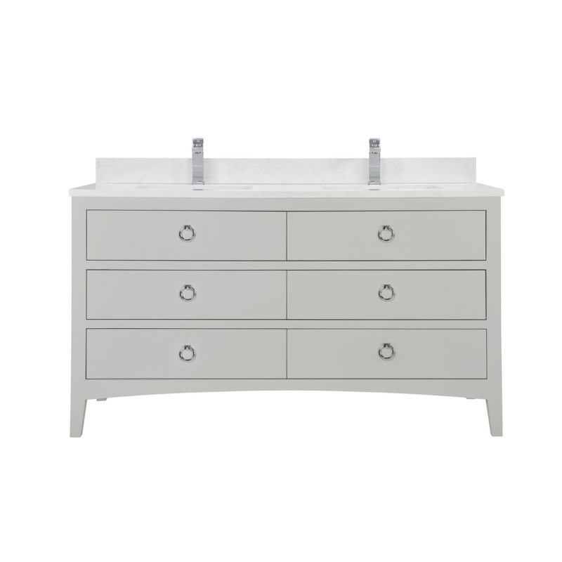 60 Inch Silver Double Sink Bathroom Vanity with 1" Artificial Stone Countertop – Legion Furniture WS2518-60-SS
