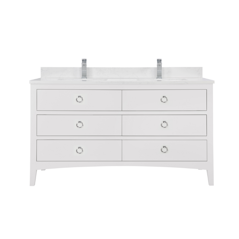 60 Inch White Double Sink Bathroom Vanity with 1" Artificial Stone Countertop – Legion Furniture WS2518-60-W