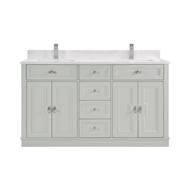 60 Inch Silver Double Sink Bathroom Vanity with 1" Artificial Stone Countertop – Legion Furniture WS2516-60-SS