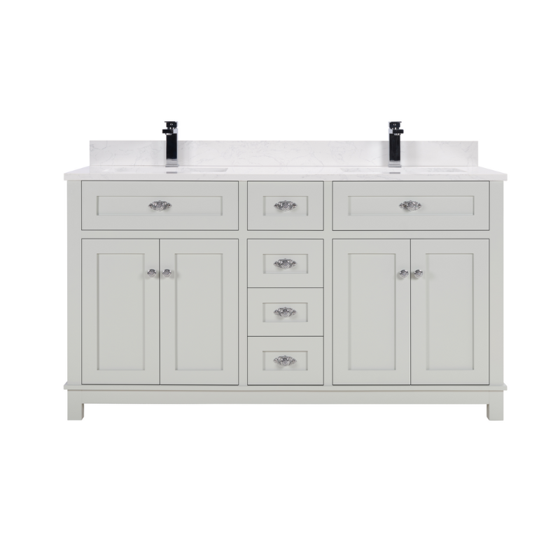 60 Inch Silver Double Sink Bathroom Vanity with 1" Artificial Stone Countertop – Legion Furniture WS2515-60-SS