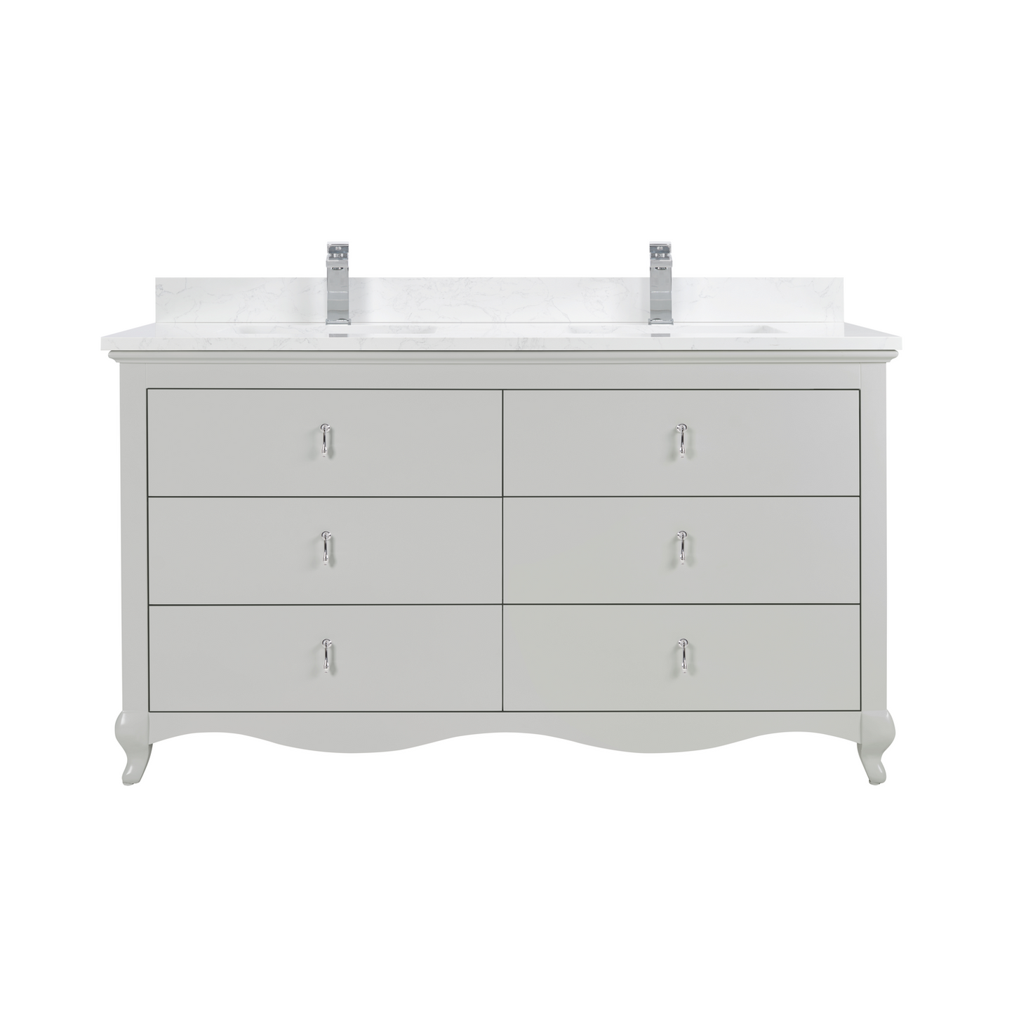 60 Inch Silver Double Sink Bathroom Vanity with 1" Artificial Stone Countertop – Legion Furniture WS2512-60-SS