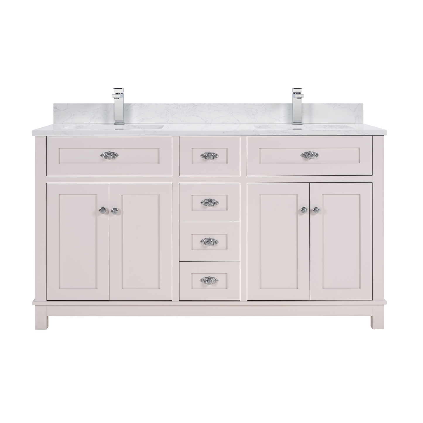 60 Inch White Double Sink Bathroom Vanity with 1" Artificial Stone Countertop – Legion Furniture WS2514-60-W
