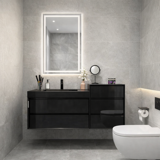 50 Inch Gloss Black Wall-Mounted Single Sink Bathroom Vanity with Acrylic Countertop – MEBO MIA MIA50-GB