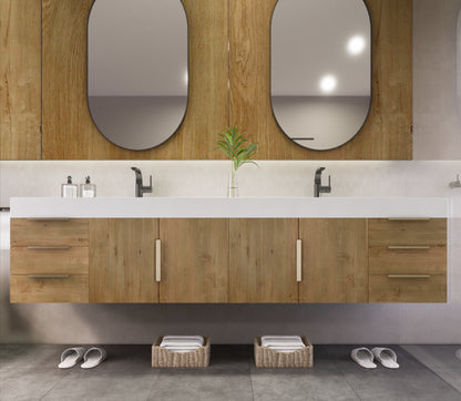 84 Inch Wall-Mounted Double Sink Bathroom Vanity with Acrylic Countertop – MEBO Noble NBT001-84DWH