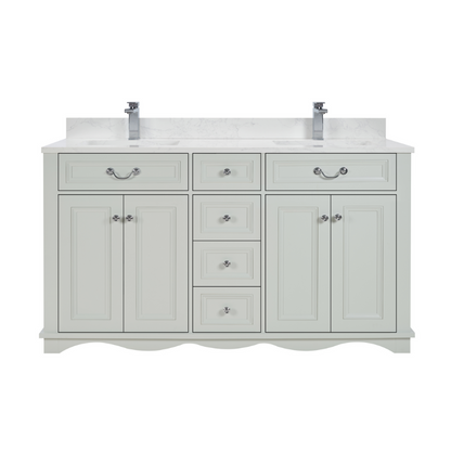 60 Inch Silver Double Sink Bathroom Vanity with 1" Artificial Stone Countertop – Legion Furniture WS2514-60-SS