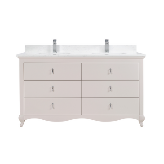 MUEBLES LEGION WS2512-60-DW LAVABO DE MADERA MACIZA DE 60" CON CUBIERTA DE PIEDRA ARTIFICIAL DE 1'