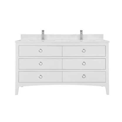 60 Inch White Double Sink Bathroom Vanity with 1" Artificial Stone Countertop – Legion Furniture WS2518-60-W