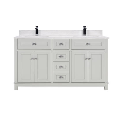 60 Inch Silver Double Sink Bathroom Vanity with 1" Artificial Stone Countertop – Legion Furniture WS2515-60-SS